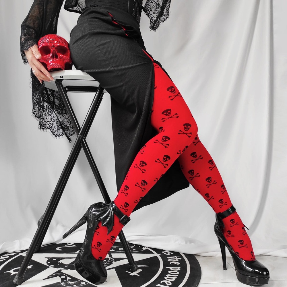 Snag Tights Skullz Poison Apple NWT Size C - Picture 3 of 10